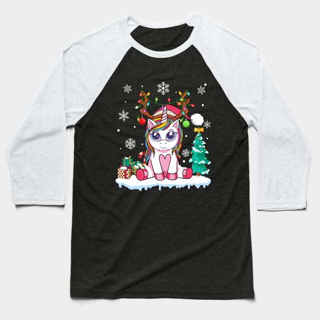 Cute Unicorn Christmas Shirt Girls Kids Women Merry Xmas Toddler Tee Baseball T-Shirt by fcmokhstore